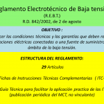 Detalles contenido del Reglamento electrotécnico de baja tensión.